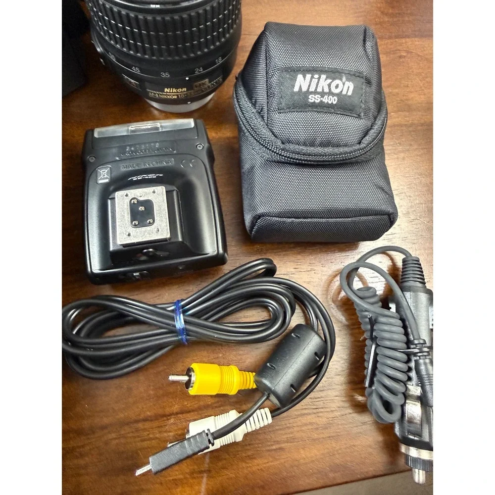 Nikon D3200 DSLR Camera Bundle 3 Lenses 18-55mm 55-300mm 50mm as-400 Flash